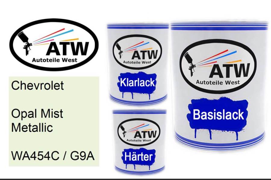 Chevrolet, Opal Mist Metallic, WA454C / G9A: 1L Lackdose + 1L Klarlack + 500ml Härter - Set, von ATW Autoteile West.